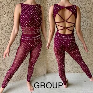 Burgundy Diamond Patterned Jumpsuit